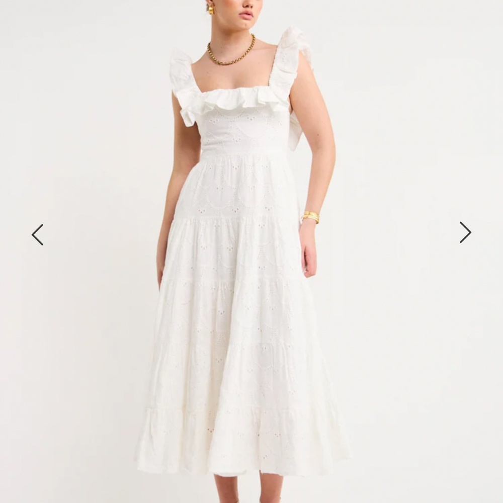 Palm Noosa Leon Dress in White Linen Size Au 14/ Us 8